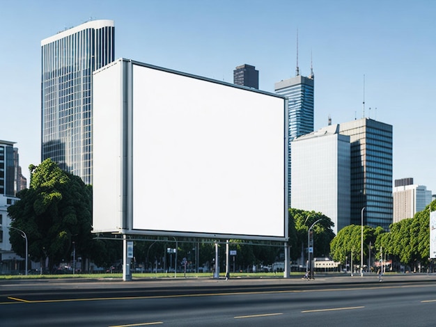 Makieta płótna billboardowego w tle miasta piękna pogoda