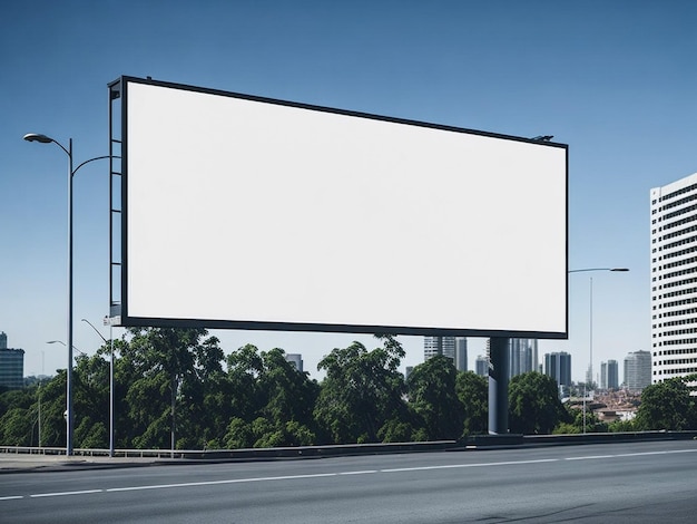 Makieta płótna billboardowego w tle miasta piękna pogoda