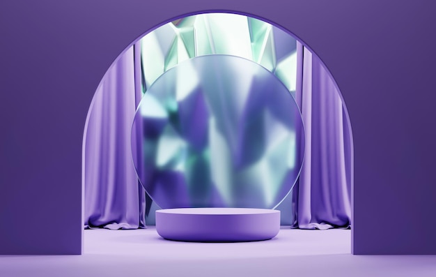 Makieta podium abstrakcyjnej sceny kosmetycznej z kryształowym tłem wyświetlacz produktu prezentuje renderowanie 3d