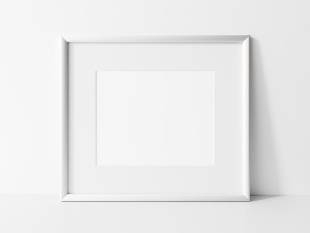 Makieta poziomej białej ramki Biała ramka na białym stole makiety ilustracji 3D