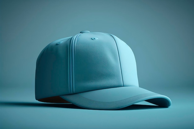„Makieta pustej niebieskiej czapki puste białe tło zdjęcie reklamowe ultra realistyczne zdjęcie
