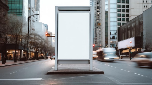 Makieta pustej reklamy billboardowej na przystanku autobusowym