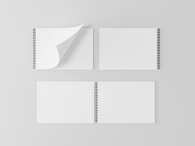 Makieta pustej wiosennej notatki Realistyczny zestaw białych kartek zeszytu