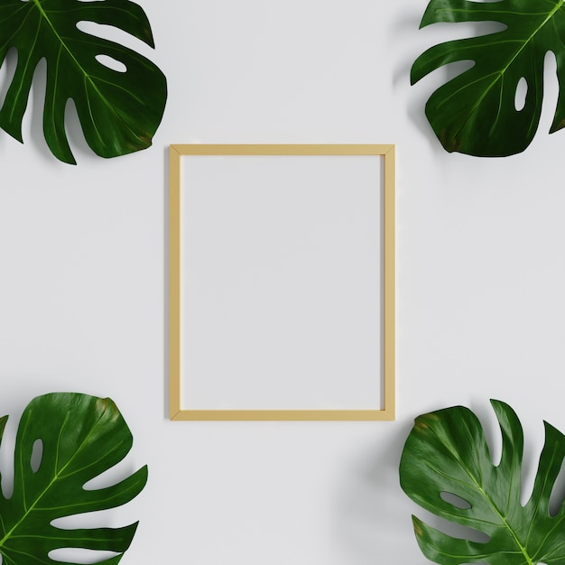 Makieta ramki z liśćmi Monstera