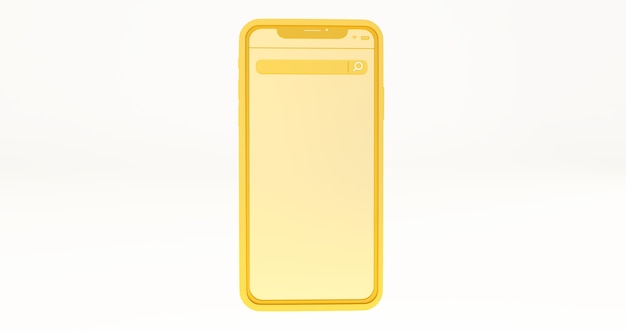 Makieta smartfona ze złotym ekranem na białym tle,