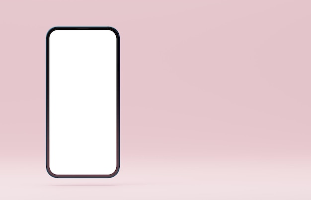 Makieta telefonu komórkowego z pustym białym ekranem na różowym tle Realistyczny szablon ramki telefonu komórkowego i koncepcja pustego wyświetlacza do prezentacji wysokiej jakości renderowania 3d