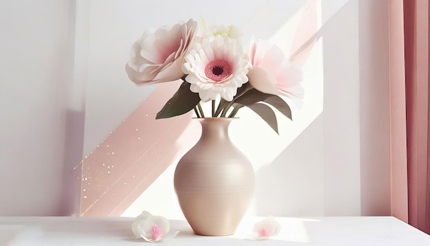 Makieta wazonu z pięknymi kwiatami