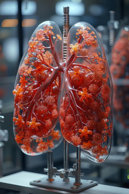 Makietka ludzkich płuc Surrealistyczny widok ludzkich narządów oddechowych