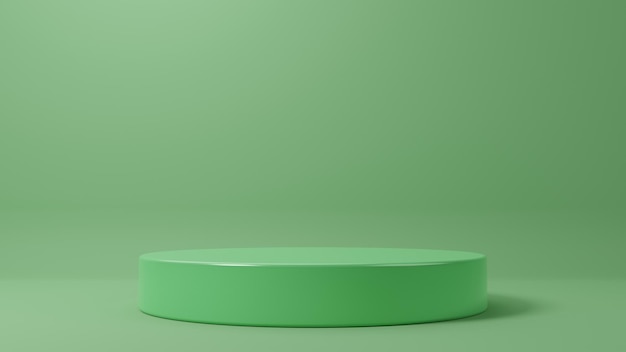 Makiety podium cylindra na zielonym tle. Minimalistyczny design z okrągłą pustą przestrzenią.
