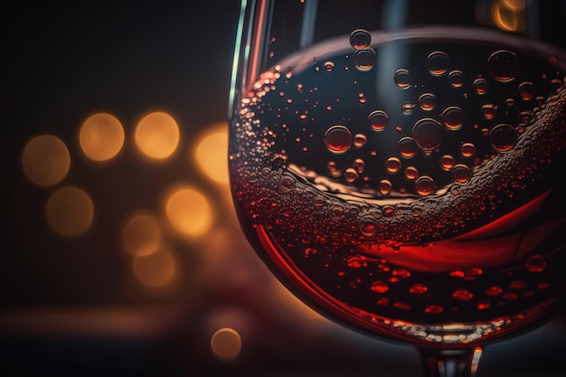 Makro czerwone wino na czarnym tle streszczenie rozpryskiwania AI Generation
