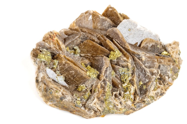 Zdjęcie makro-kamień mineralny barit pyrit na białym tle