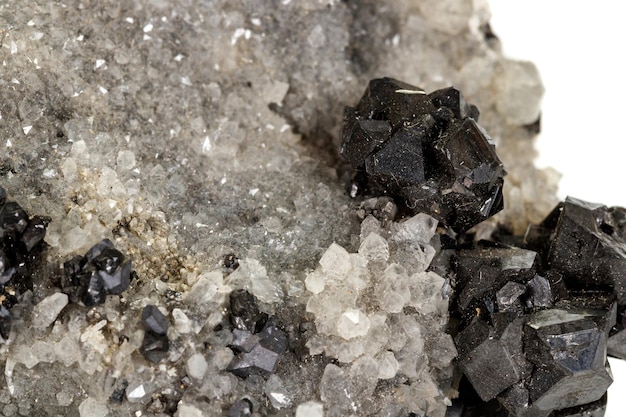 Makro kamień mineralny Galena na białym tle