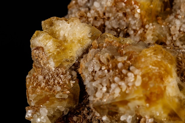 Makro Mineralny Kamień Fluorytowy Na Czarnym Tle