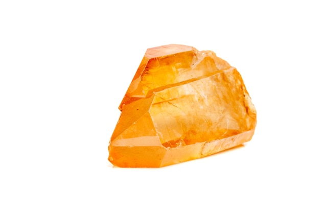 Makro Mineralny Kamień Lemurian Crystal Na Białym Tle