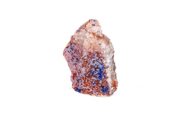 Makro mineralny kamień Malachit i azuryt na białym tle