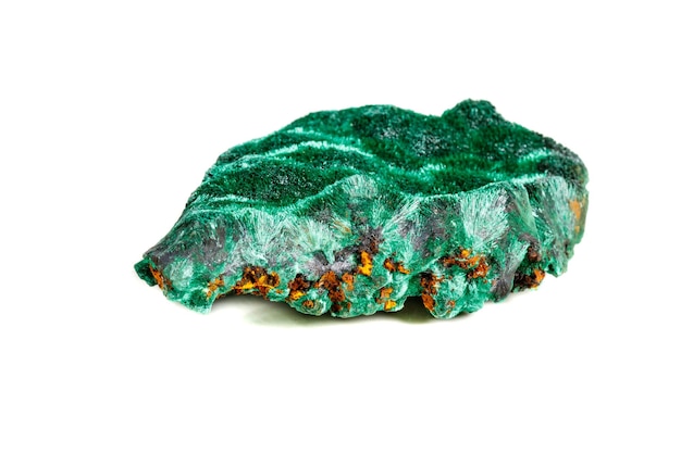 Makro mineralny kamień plisoviy pluszowy satynowy malachit na białym tle