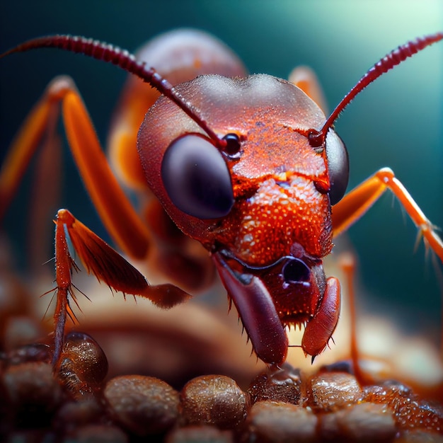Makro portret mrówki Generative Ai