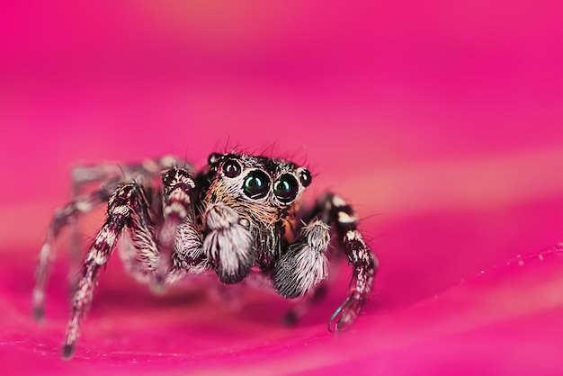 makro skoczek pająka, arachnofobia, piękny pająk skaczący, jadowity pająk