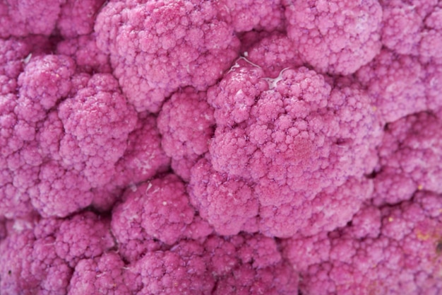 Makro tekstury fioletowy kalafior Tło żywności Colorfu kalafior Zbiory rolne Mock up Widok z góry