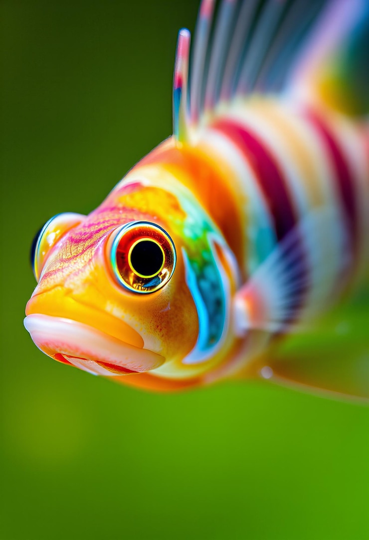 Zdjęcie makro zdjęcie cherry barb skupiające się na jego żywych kolorach i delikatnych płetwach