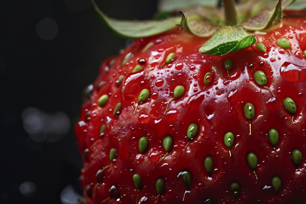 Makro zdjęcie DewKissed Strawberry w żywych szczegółach