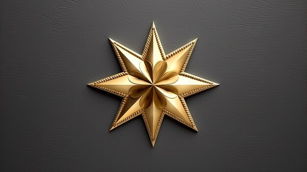 Makro złotej gwiazdy bożonarodzeniowej wyizolowanych na białym tle utworzone za pomocą technologii generatywnej Al