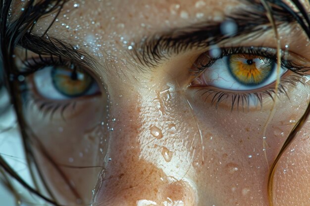 Makrofotografia brązowych oczu dziewczyny Rzęsy i brwi