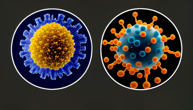 Makrokoronawiruscovid19 cell delta plus wariant B11529B16401deltacronCOVID 19 wariant SARSCoV2 w 2022 rokuZmutowany koronawirus SARSCoV2 grypa pandemia Generacyjna AI