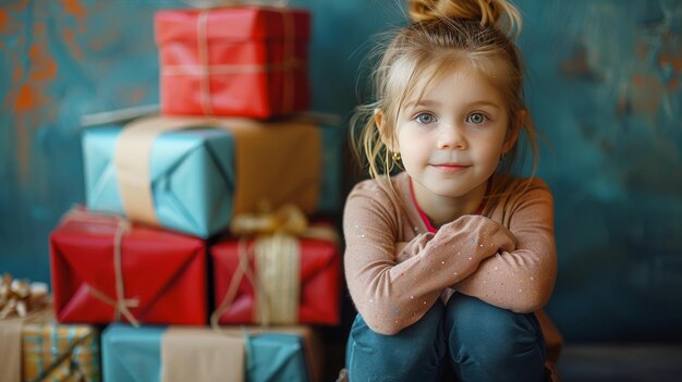 Zdjęcie mała dziewczynka siedząca na podłodze sklepu