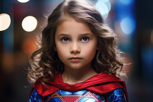 Mała dziewczynka ubrana w kostium supermana