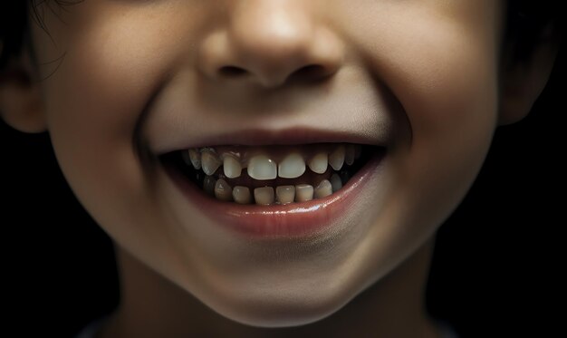 Zdjęcie mała dziewczynka uśmiecha się z zębatym uśmiechem na twarzy.