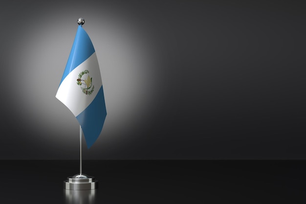 Mała flaga narodowa Republiki Gwatemali na czarnym tle 3d Rendering