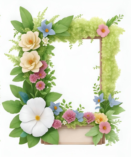 Mała ramka z kwiatami i zielenią z miejscem dla tekstu
