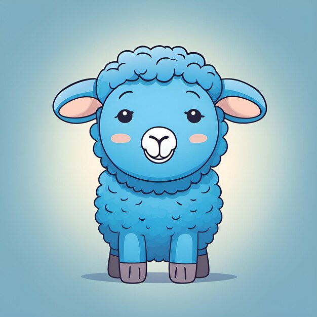 Mała śliczna kreskówka uśmiechnięta owca