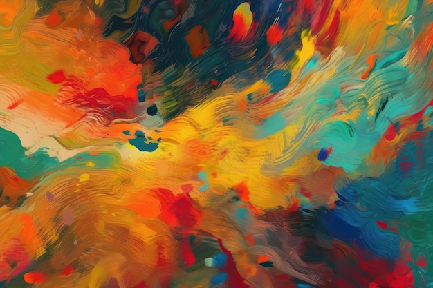 Malarstwo abstrakcyjne z żywymi kolorami i dynamicznymi pociągnięciami pędzla Generative AI