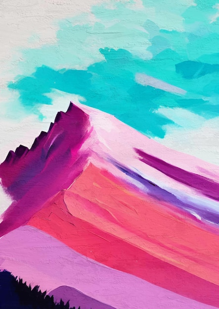 Malarstwo podróżnicze Wysokie kolorowe góry Dzika przyroda Krajobraz Art Print
