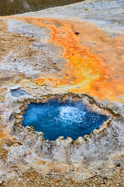 Małe chińskie źródło w Yellowstone z pomarańczowym spływem