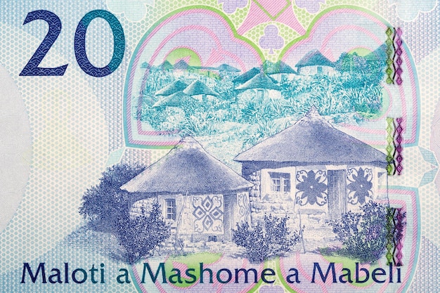 Małe domy z banknotów Lesotho