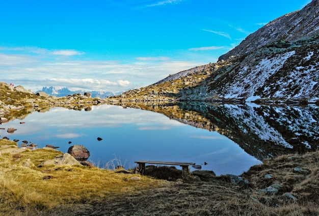 Małe górskie jezioro we włoskich alpach