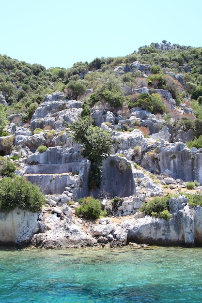 Małe nadmorskie miasteczko Antalya Zalane starożytne miasto licyjskie w wyniku trzęsienia ziemi