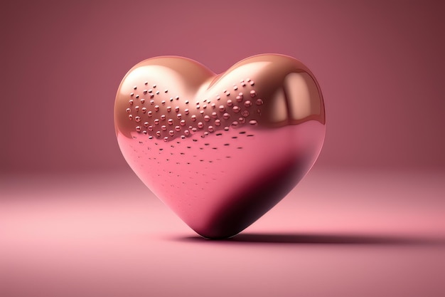Małe różowe serce na różowym tle na Walentynki Ilustracja AI Generative
