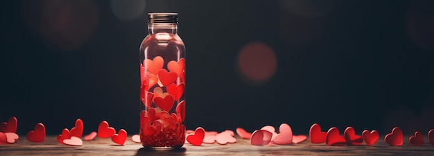 Małe serca w szklanej butelce Dzień Walentynek generatywna sztuczna inteligencja