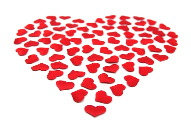 Małe Serduszka W Kształcie Dużego Serca Koncepcja Walentynki Karta Walentynkowa Z Czerwonymi Sercami Lovely Sticker
