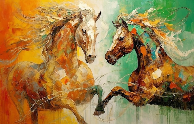 Malować abstrakcyjne tekstury złoty element motyl koń krajobraz
