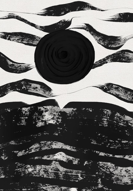 Malowana abstrakcyjna sztuka nowoczesna Czarno-biała grafika liniowa Minimalistyczna rustykalna sztuka płótna do druku