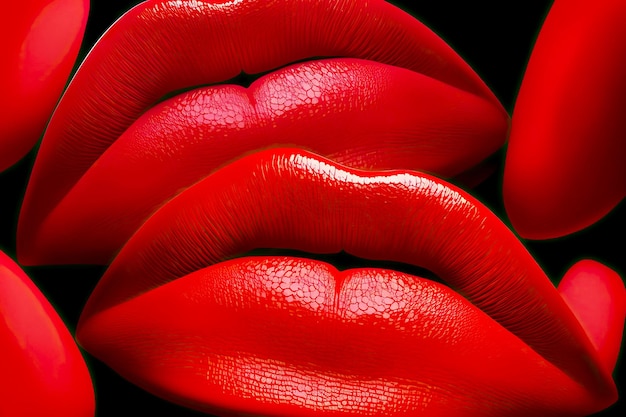 Malowane czerwone piękne usta całujące próbkę szminki