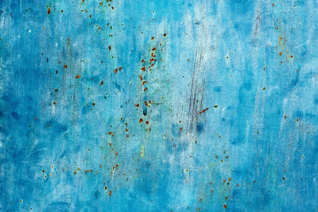 Zdjęcie malowane w niebieskim żelaza stare uszkodzone tekstury, tapety i tło, zbliżenie