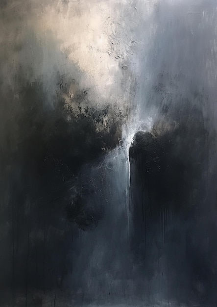 malowanie czarno-białego obrazu wodospadu z niebieskim tłem generatywny ai