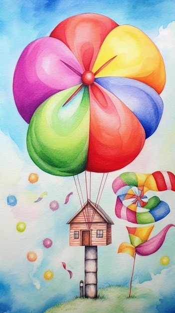 malowanie domu z spadochronem i wiatrak generatywny ai
