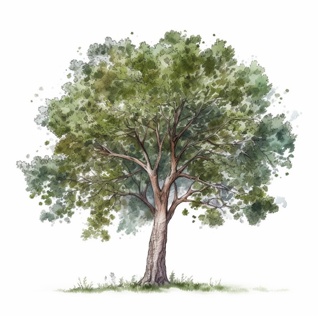 Malowanie drzewa na białym tle generatywne ai